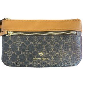 Nanette Lepore Tech Women's Chocolate Logo Wristlet Clutch With Zipper Closure